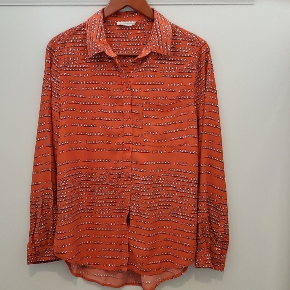 Beachlunchlounge Heart Print Long Sleeve Button-up